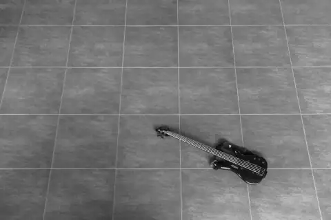 Floor wipers: black and silver hair brush on brown ceramic floor tiles