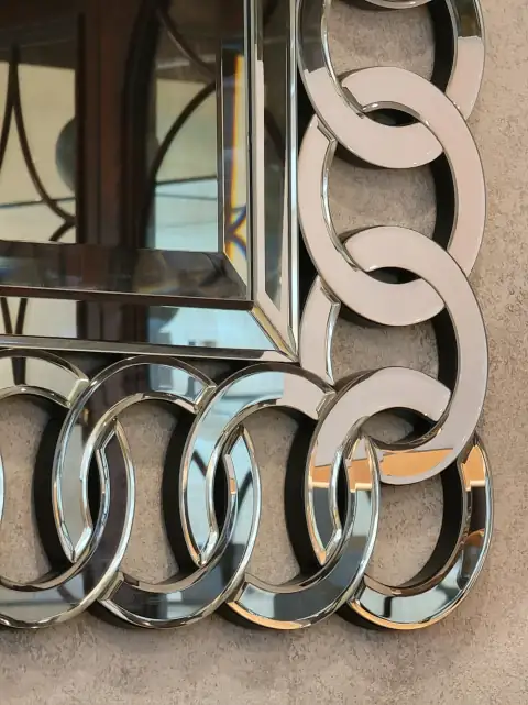 Mirror wall stickers: white and black metal frame
