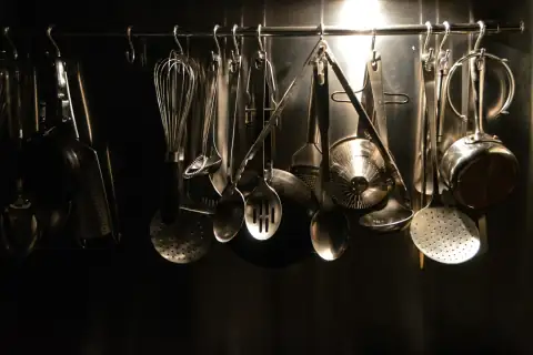 Steel utensils: stainless steel spoons and spoons