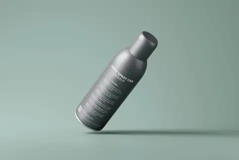 Air fresheners: a bottle of shampoo on a green background