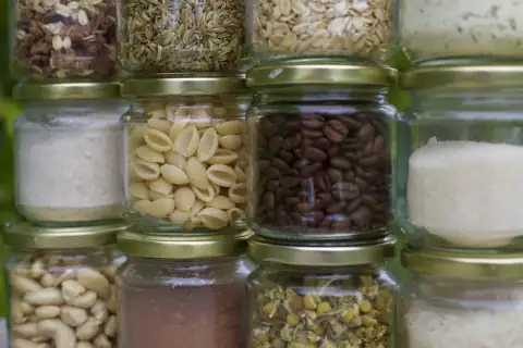 Containers & jars: assorted spices in clear glass jars