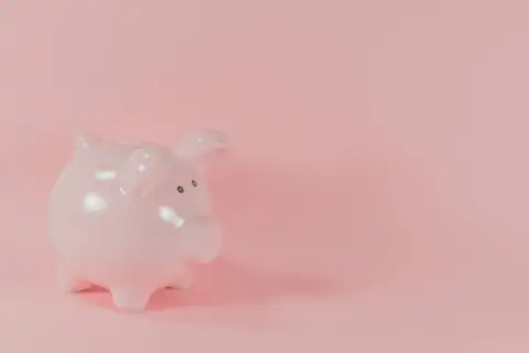 Piggy banks: pink ceramic pig coin bank