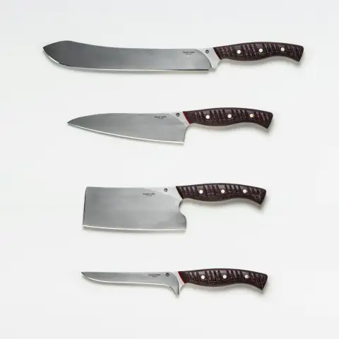 Kitchen tools: red and silver kitchen knife