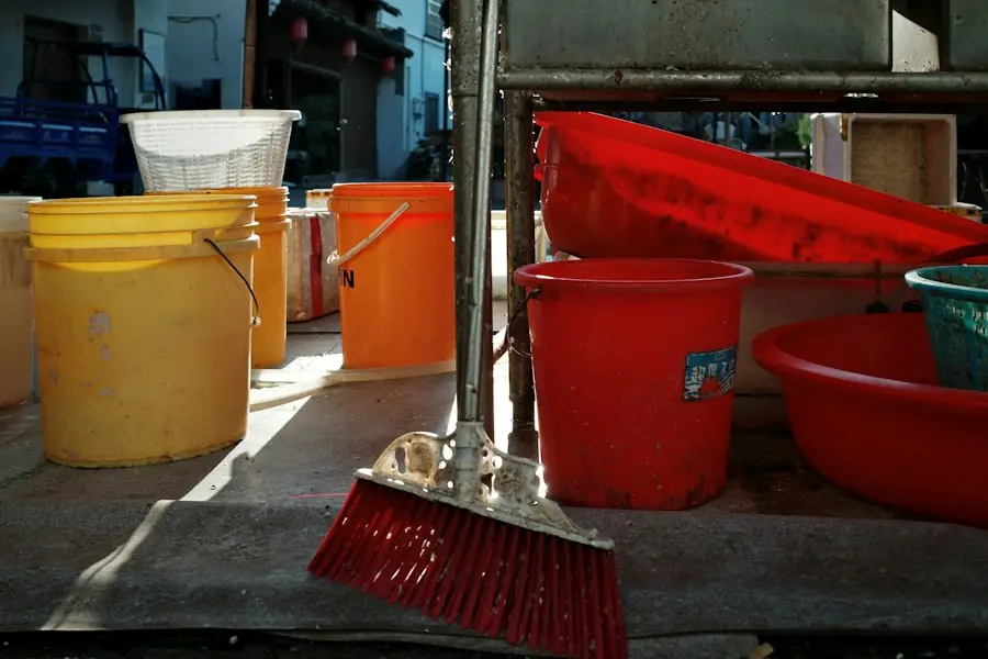 Plastic buckets and tubs