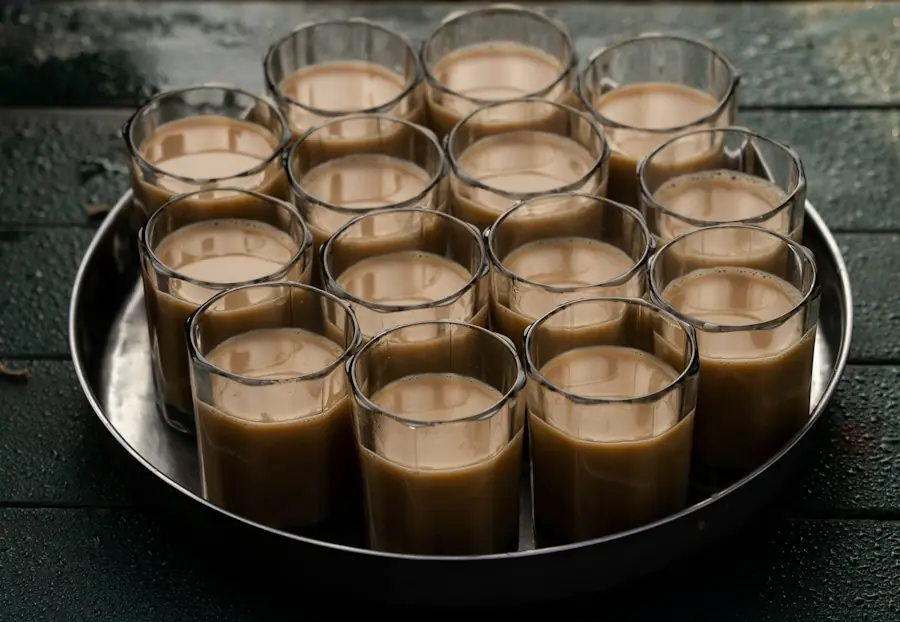 A tray of chai glasses
