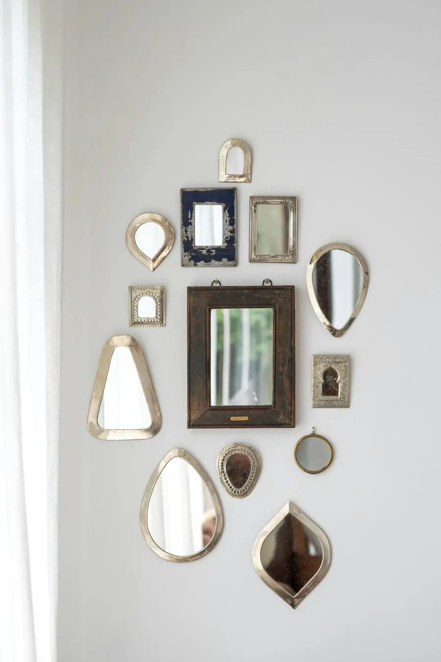 Decorative mirrors on a wall